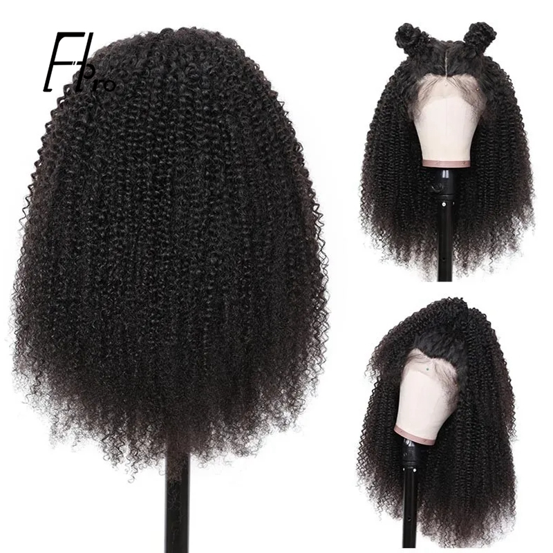 Full Lace Wigs Kinky Curly Natural Black Virgin Hair 150% Density